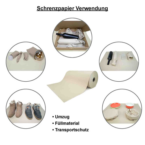 Schrenzpapier Rolle 250m x 50cm 80g/m Recycling, Grau